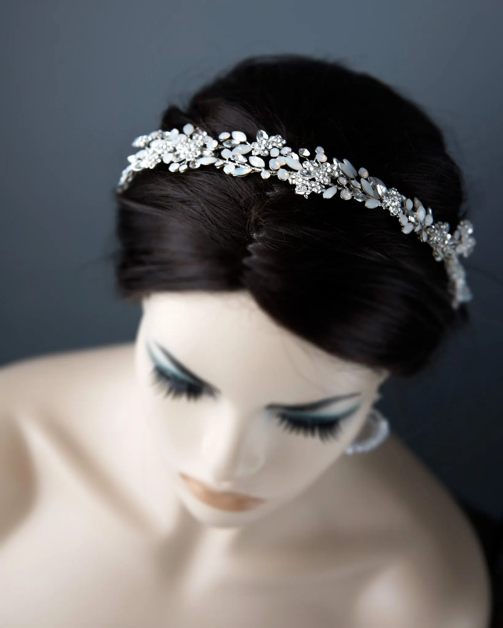 White Opal Crystal Wedding Headpiece