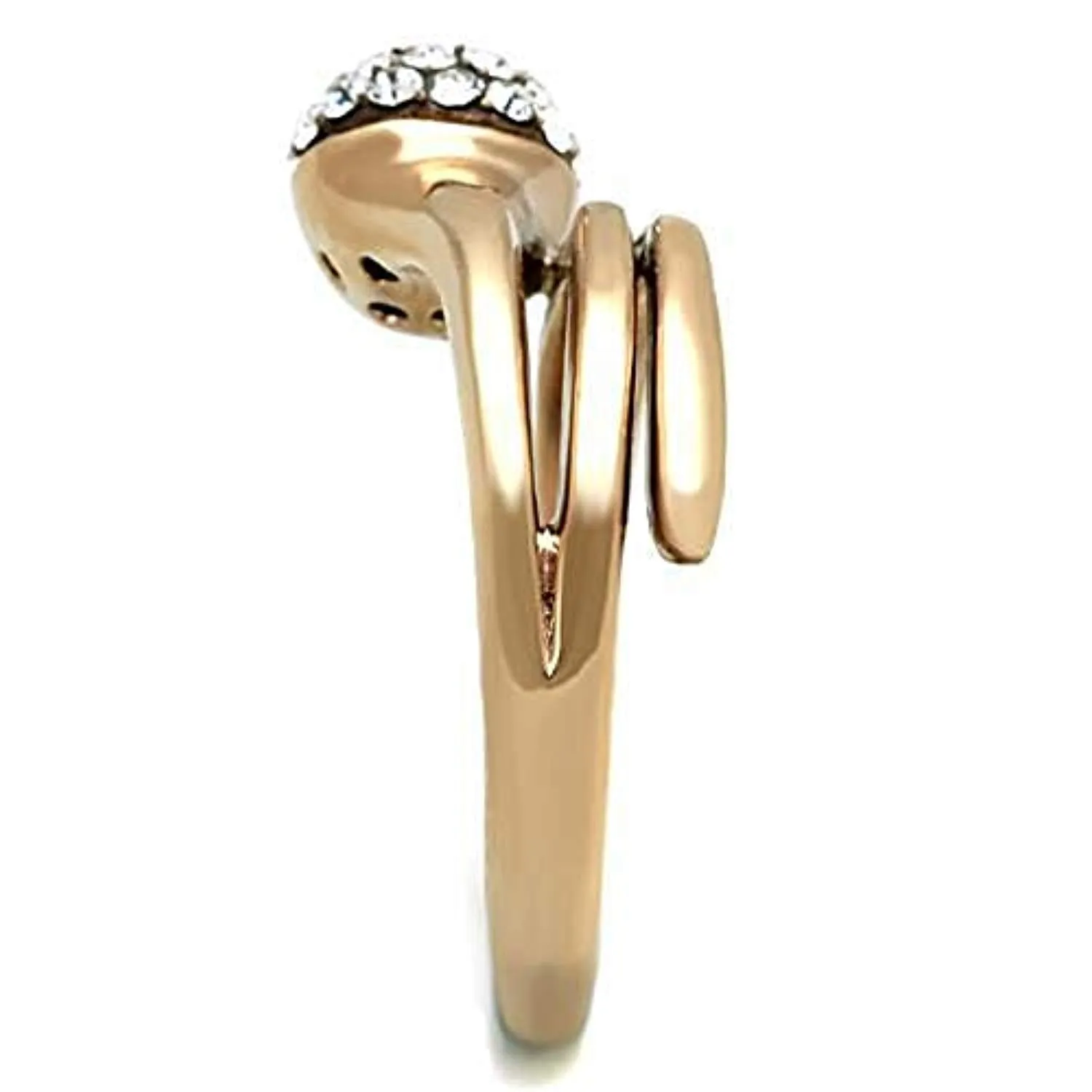 WildKlass Stainless Steel Ring IP Rose Gold Women with Crystal Clear on Top