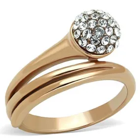 WildKlass Stainless Steel Ring IP Rose Gold Women with Crystal Clear on Top