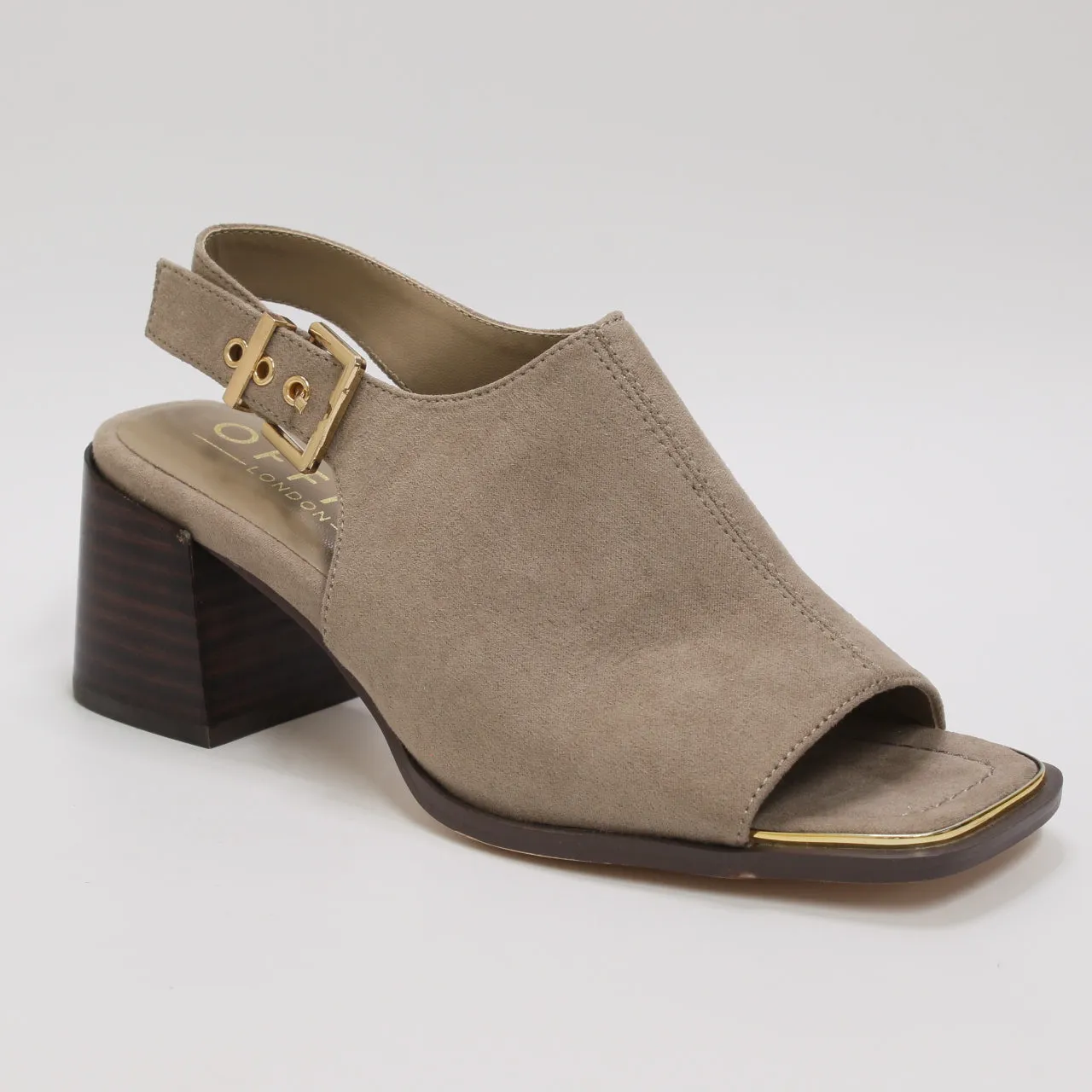 Womens Office Monika Low Block Heel Shoe Boots Taupe