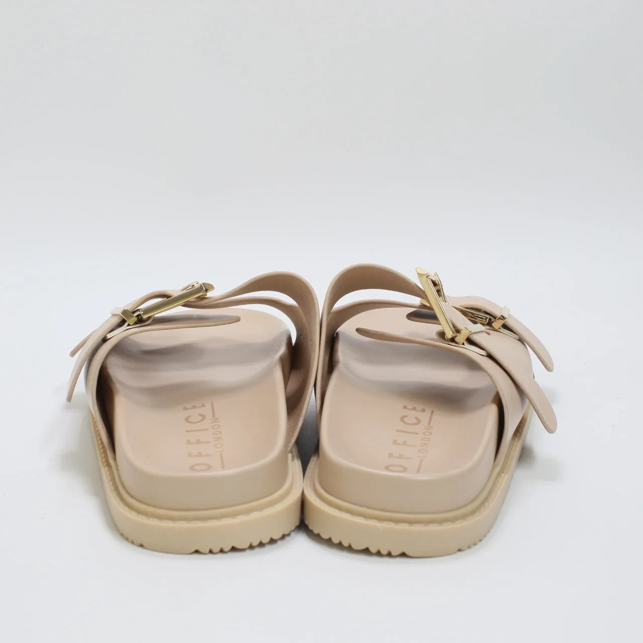 Womens Office Sunkissed  Double Strap Chunky Sliders Nude