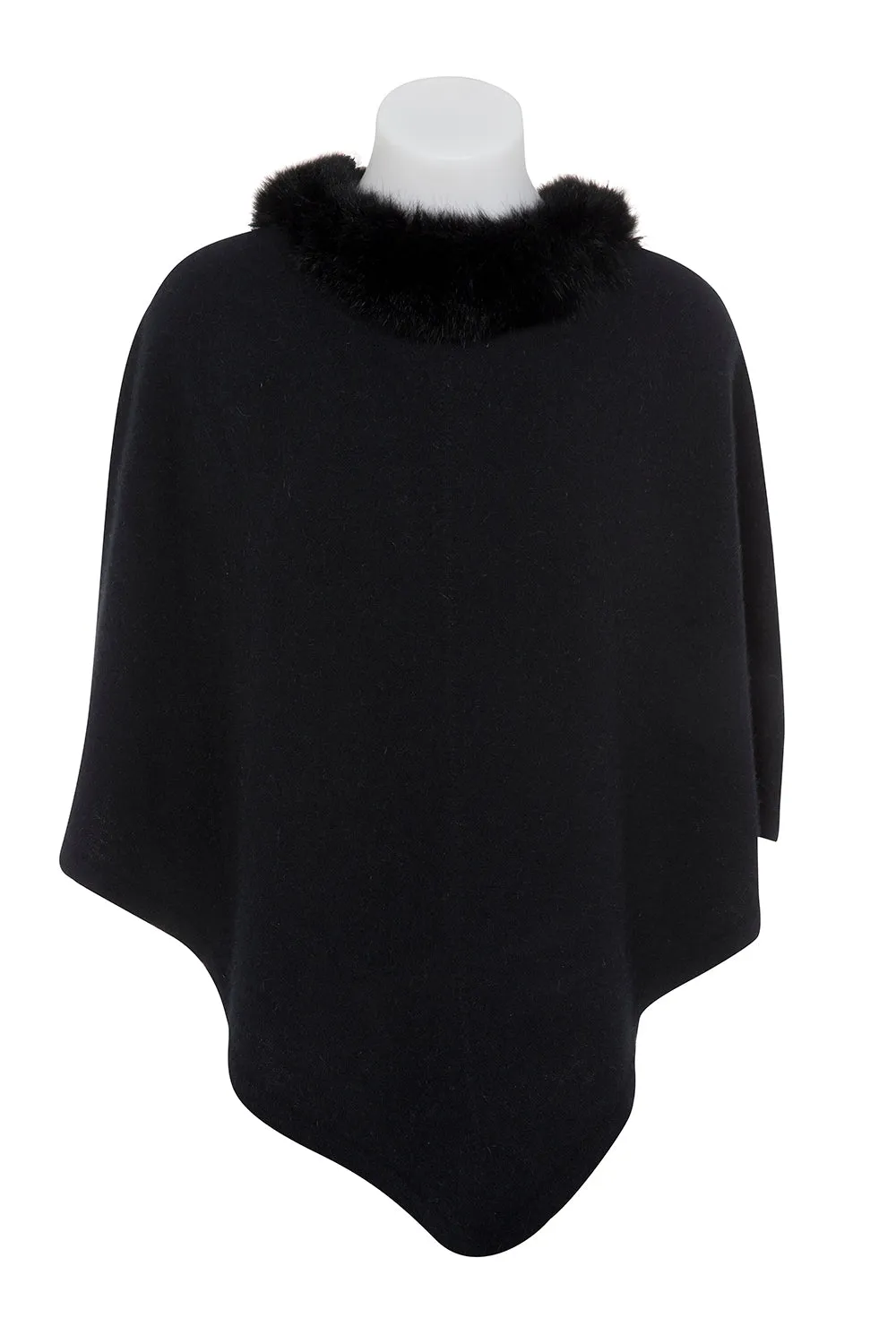 Womens Pure Possum Trim Poncho