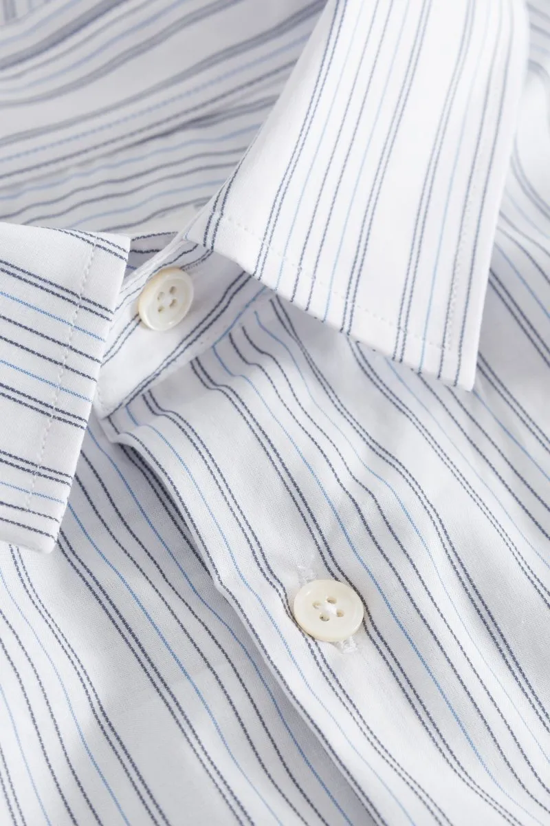 Wood Wood Nico poplin stripe blue shirt